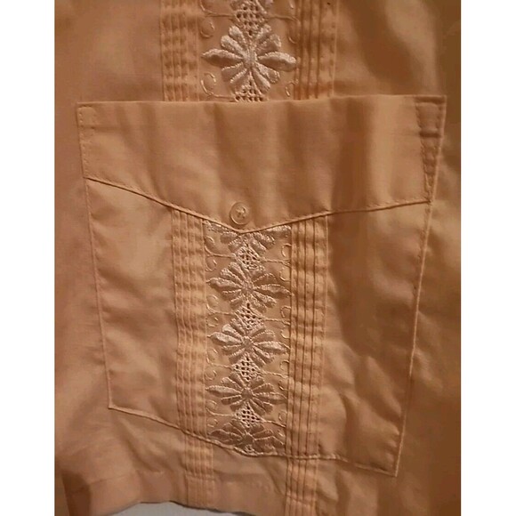 Haband Mens Button Up Shirt Yellow Embroidered Large - Picture 6 of 12